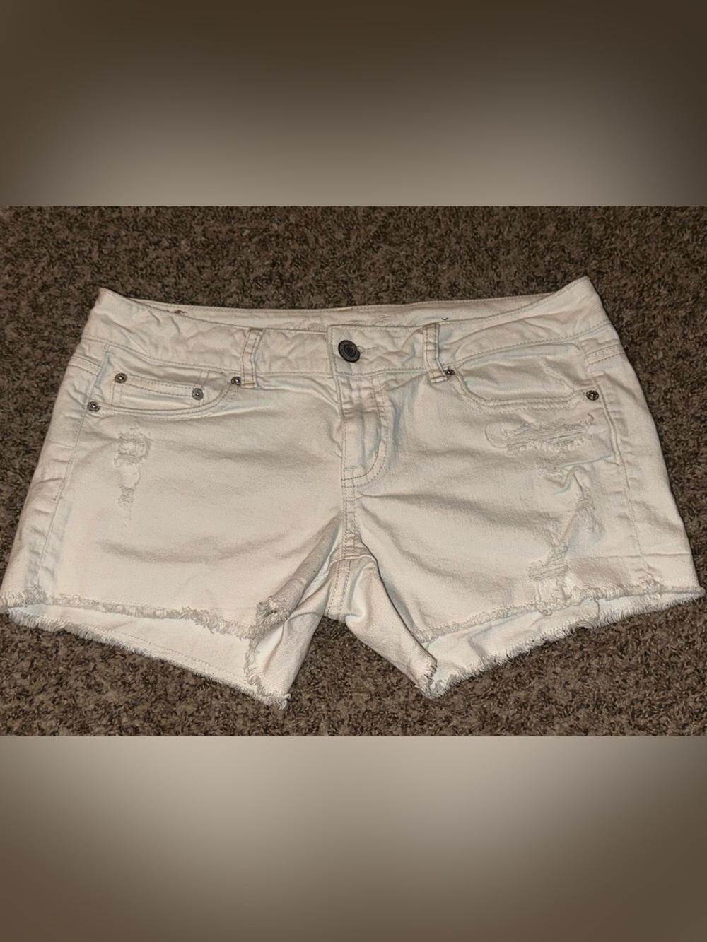 American Eagle Outfitters White Distressed Denim Shorts